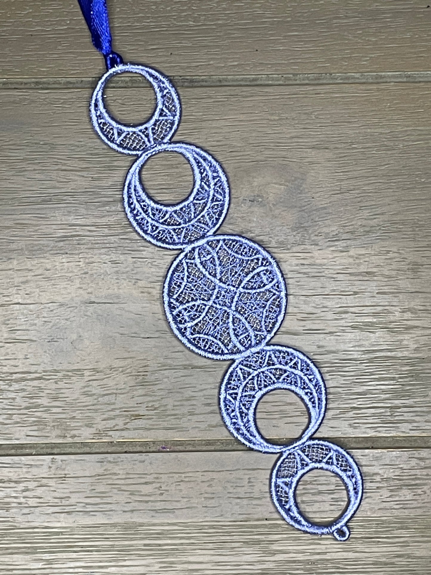 Phases of the Moon Embroidered Bookmark