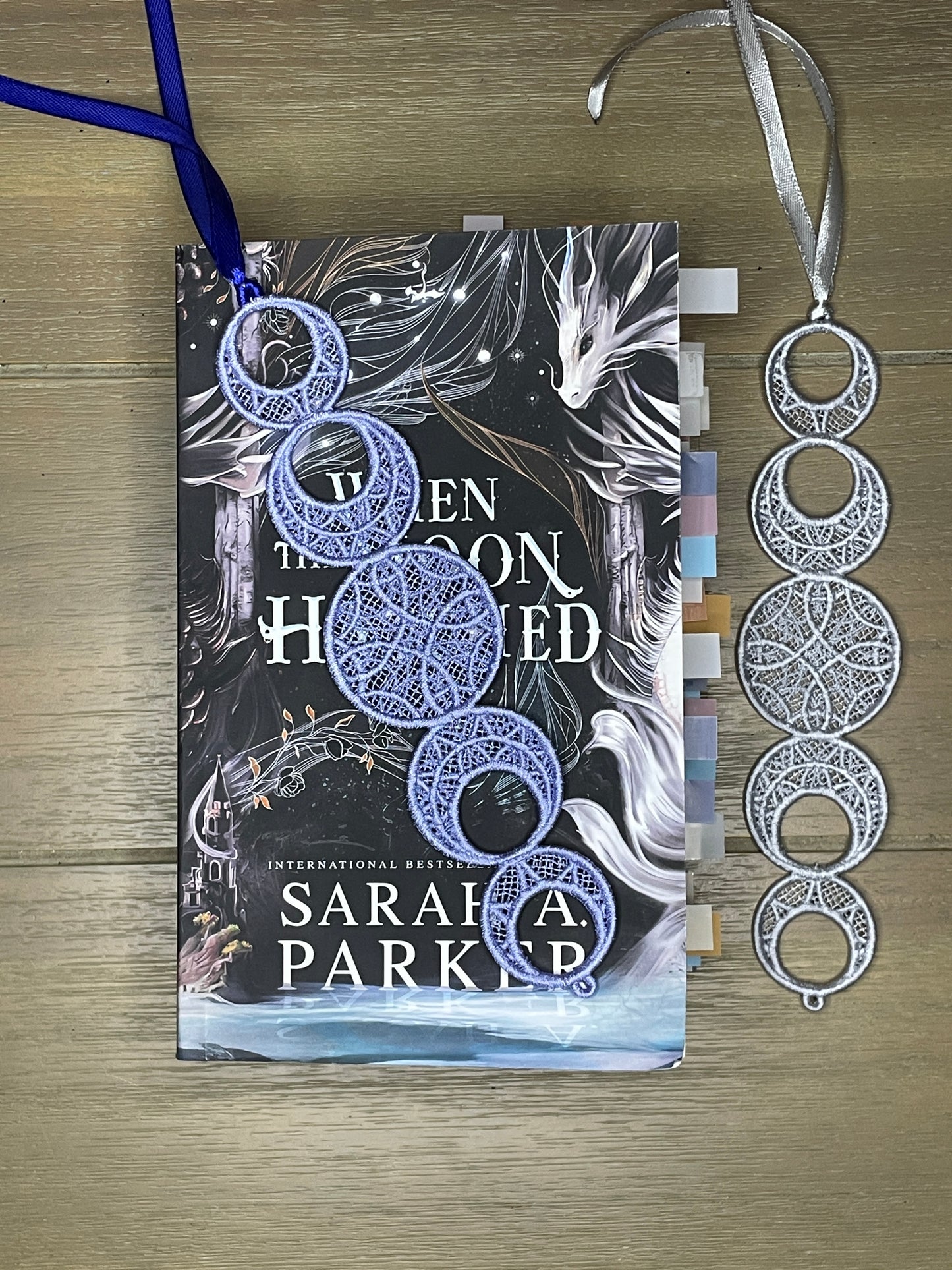 Phases of the Moon Embroidered Bookmark