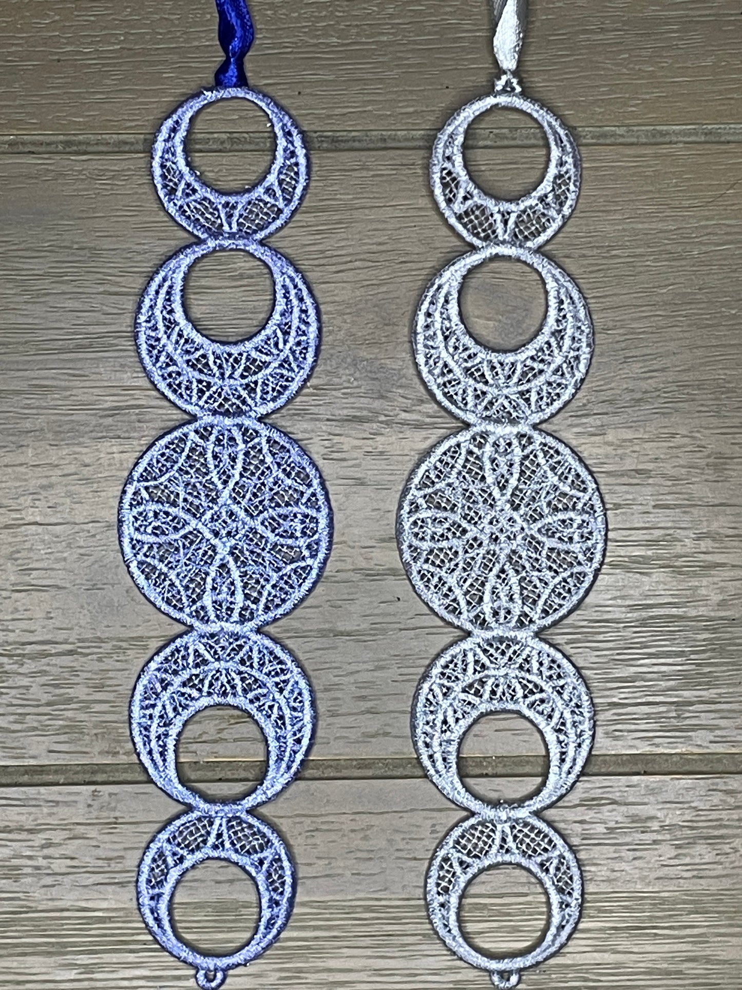 Phases of the Moon Embroidered Bookmark