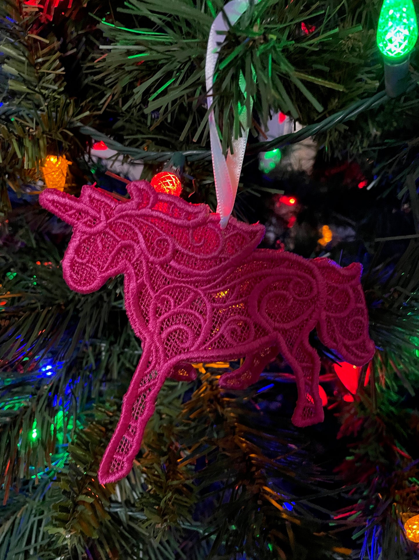 Embroidered Unicorn Ornament (3D)